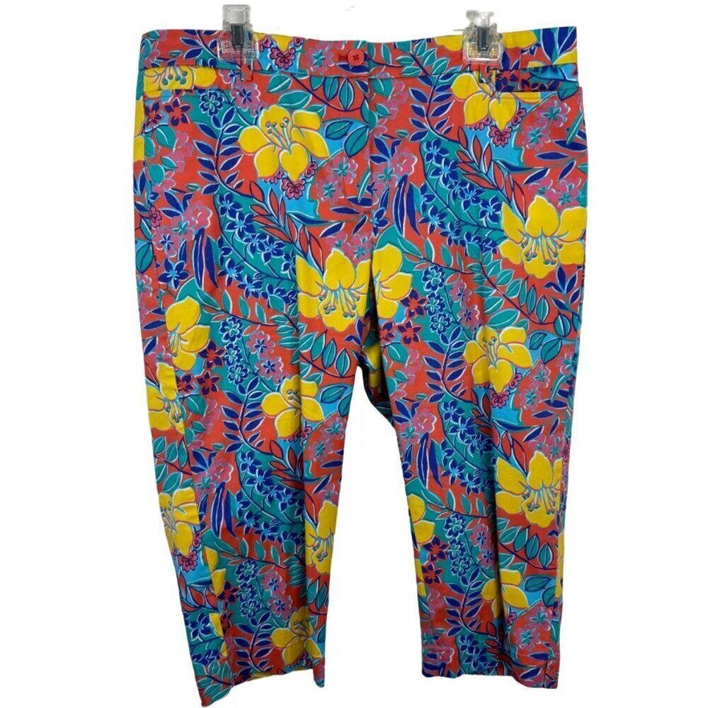 Talbots Multicolor Tropical Colorful Perfect Skimmer Cropped Pants Size 16P EUC